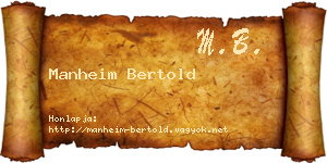 Manheim Bertold névjegykártya